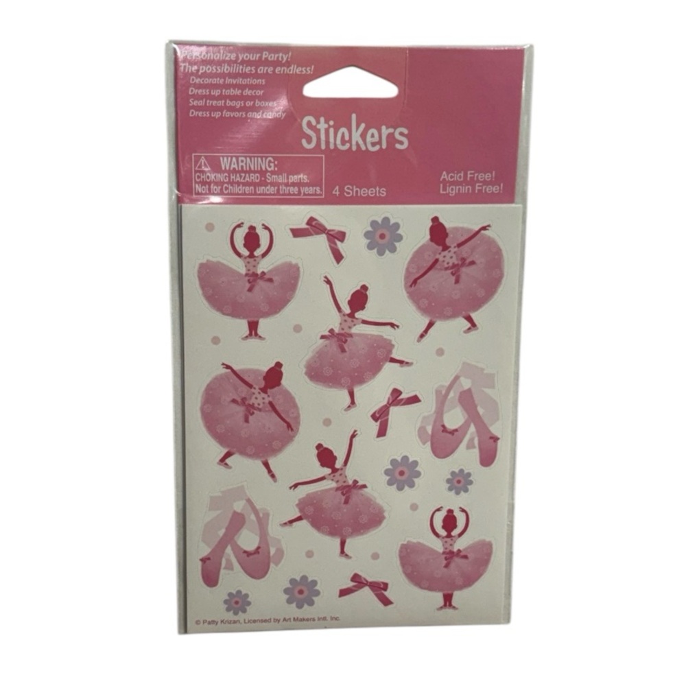 Creative Converting ballet themed stickers, pack of 4 sheets new in packaging!